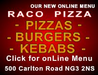 Raco Pizza menu